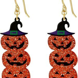 Halloween Earrings Cute Pumpkin Earrings for Women Fun Crystal Pumpkin Stud Earr